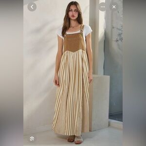 Striped Tan Maxi Dress